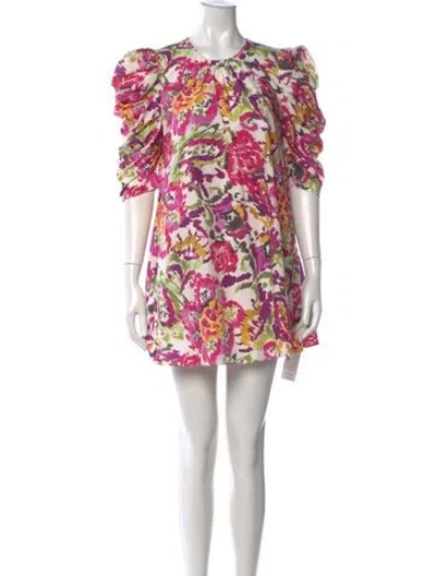 Pre-owned Misa Floral Print Mini Dress In Pink