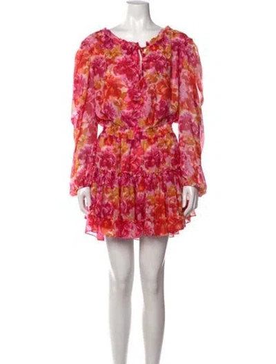 Pre-owned Misa Floral Print Mini Dress In Pink