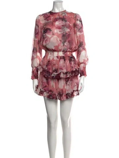 Pre-owned Misa Floral Print Mini Dress In Pink