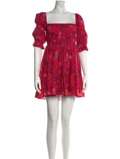 Pre-owned Misa Floral Print Mini Dress In Pink