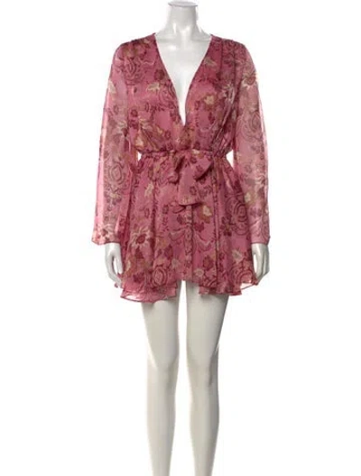 Pre-owned Misa Floral Print Mini Dress In Pink