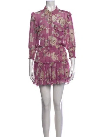 Pre-owned Misa Floral Print Mini Dress In Pink