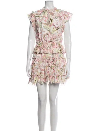 Pre-owned Misa Floral Print Mini Dress In Pink