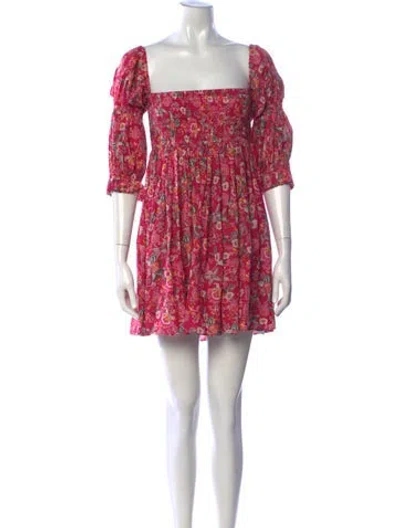 Pre-owned Misa Floral Print Mini Dress In Pink