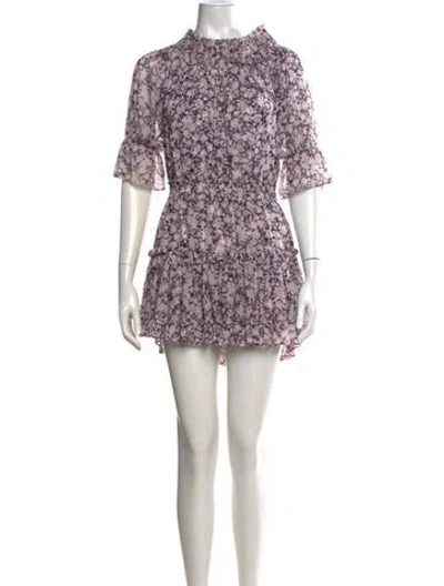 Pre-owned Misa Floral Print Mini Dress In Pink