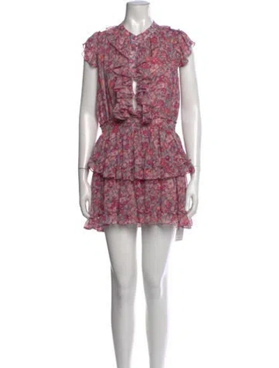 Pre-owned Misa Floral Print Mini Dress In Pink