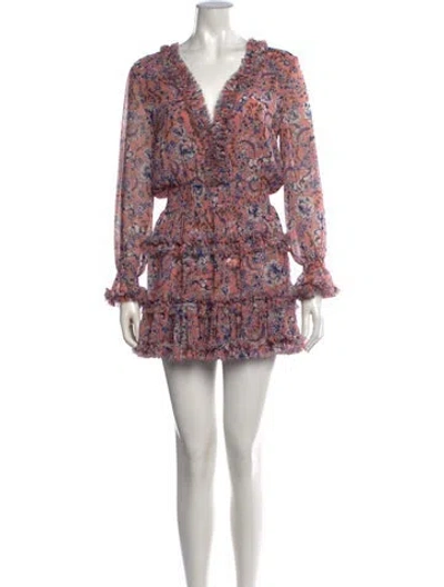 Pre-owned Misa Floral Print Mini Dress In Pink