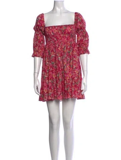 Pre-owned Misa Floral Print Mini Dress In Pink