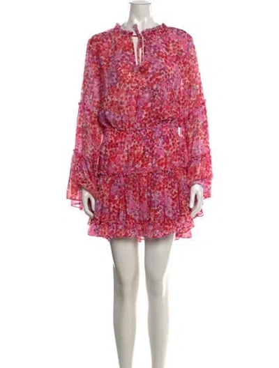 Pre-owned Misa Floral Print Mini Dress In Pink