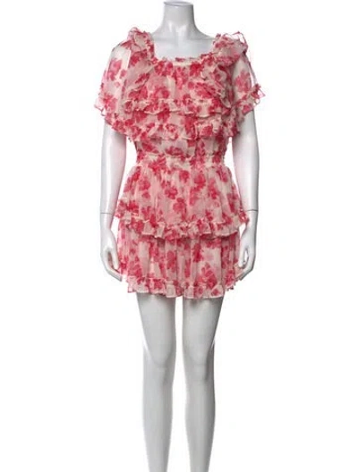 Pre-owned Misa Floral Print Mini Dress In Pink