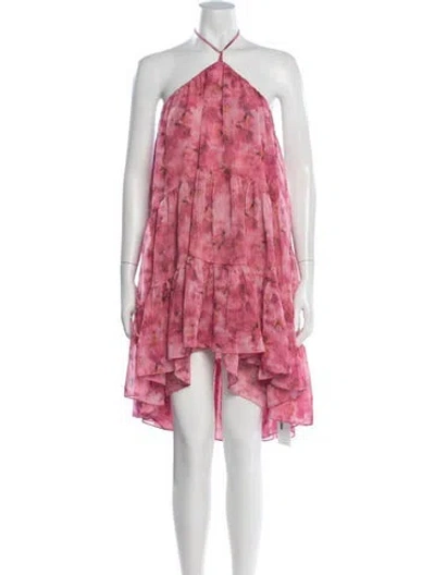 Pre-owned Misa Floral Print Mini Dress In Pink
