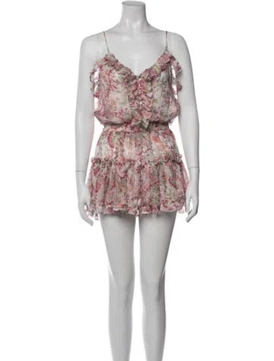 Pre-owned Misa Floral Print Mini Dress In Pink
