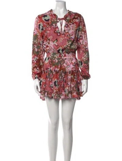 Pre-owned Misa Floral Print Mini Dress In Pink