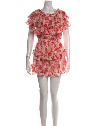 Pre-owned Misa Floral Print Mini Dress In Pink