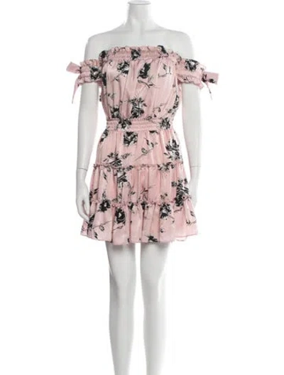 Pre-owned Misa Floral Print Mini Dress In Pink
