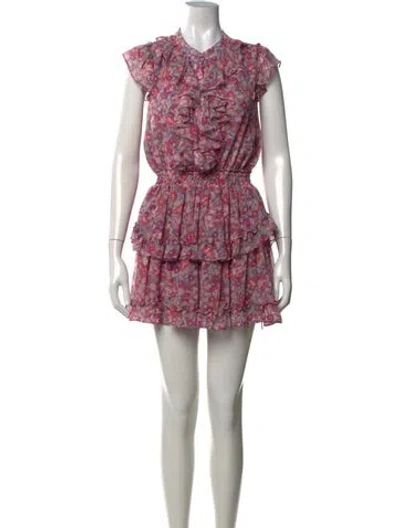 Pre-owned Misa Floral Print Mini Dress In Pink