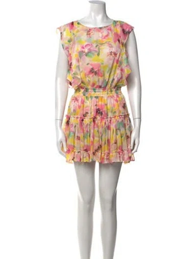 Pre-owned Misa Floral Print Mini Dress In Pink