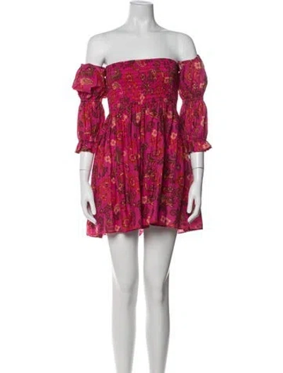 Pre-owned Misa Floral Print Mini Dress In Pink