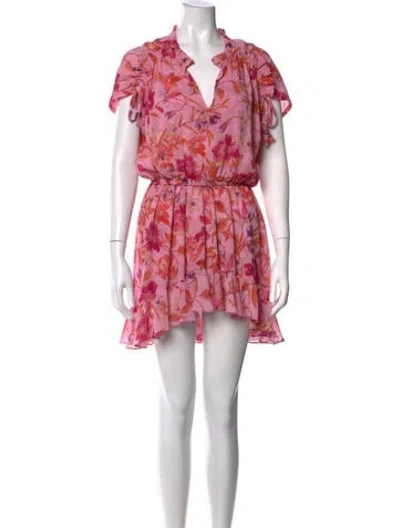 Pre-owned Misa Floral Print Mini Dress In Pink