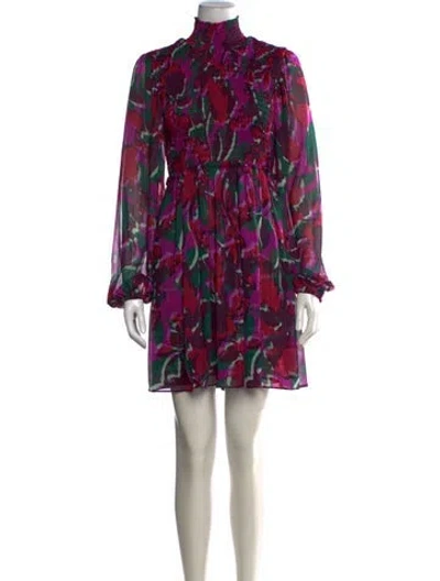 Pre-owned Misa Floral Print Mini Dress In Pink
