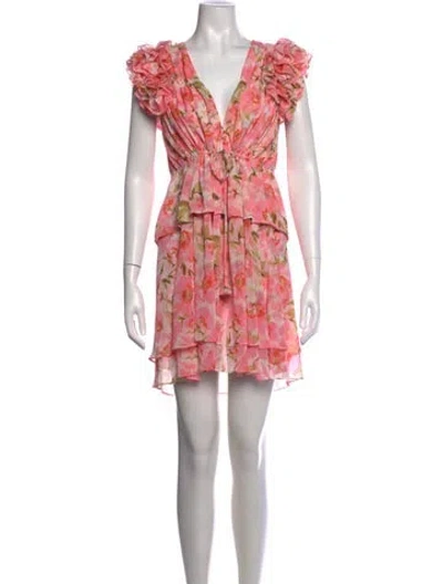 Pre-owned Misa Floral Print Mini Dress In Pink