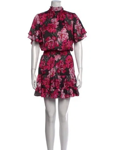Pre-owned Misa Floral Print Mini Dress In Pink