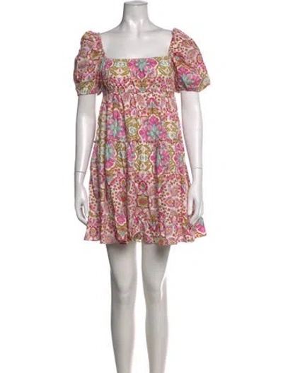 Pre-owned Misa Floral Print Mini Dress In Pink