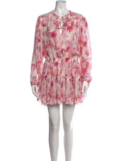Pre-owned Misa Floral Print Mini Dress In Pink