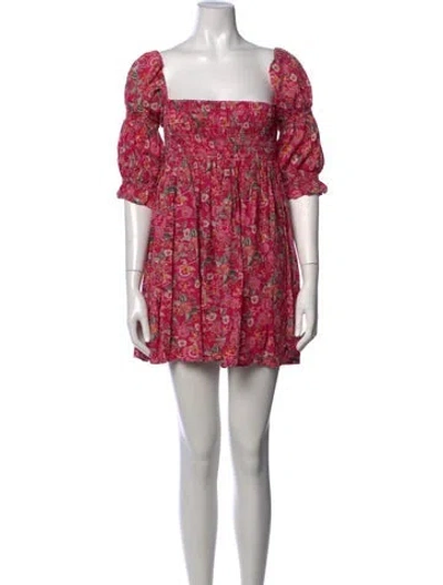 Pre-owned Misa Floral Print Mini Dress In Pink