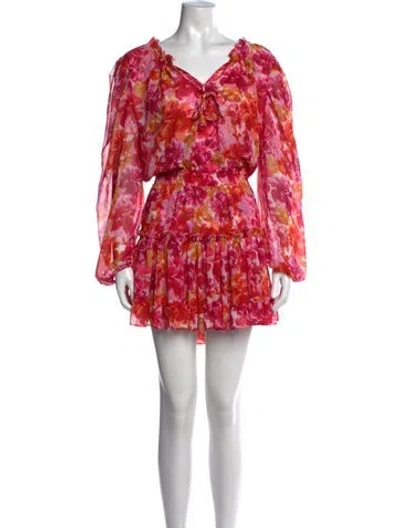 Pre-owned Misa Floral Print Mini Dress In Pink