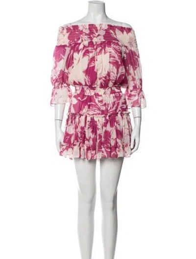 Pre-owned Misa Floral Print Mini Dress In Pink