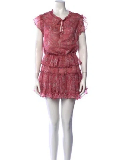Pre-owned Misa Floral Print Mini Dress In Pink