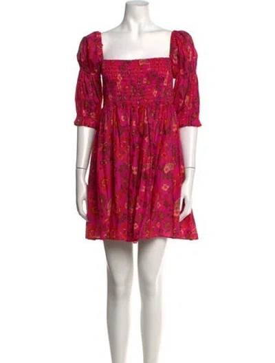 Pre-owned Misa Floral Print Mini Dress In Pink