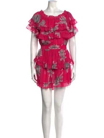 Pre-owned Misa Floral Print Mini Dress In Pink
