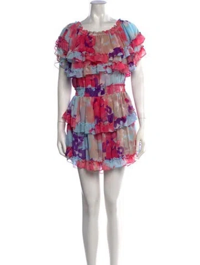 Pre-owned Misa Floral Print Mini Dress In Pink