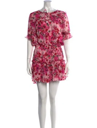 Pre-owned Misa Floral Print Mini Dress In Pink