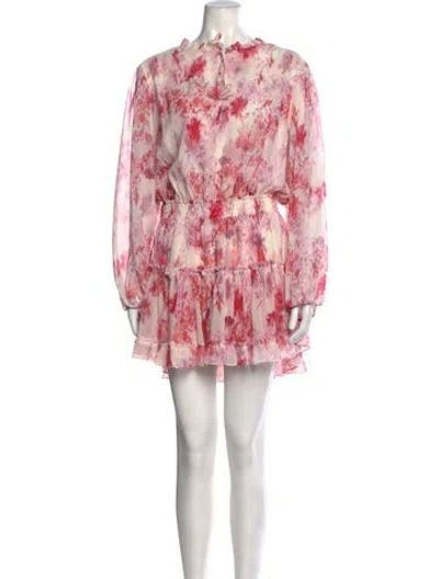 Pre-owned Misa Floral Print Mini Dress In Pink