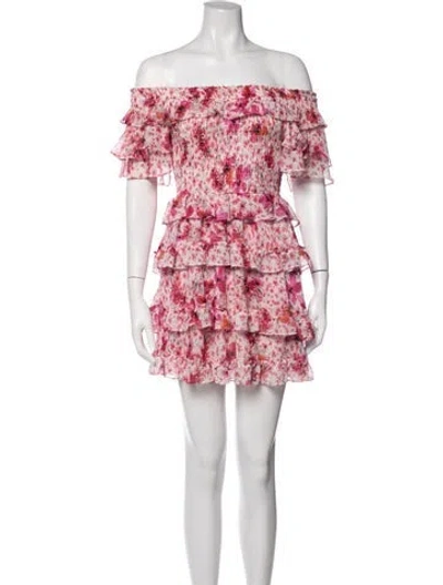 Pre-owned Misa Floral Print Mini Dress In Pink