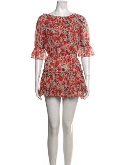 Pre-owned Misa Floral Print Mini Dress In Pink/red