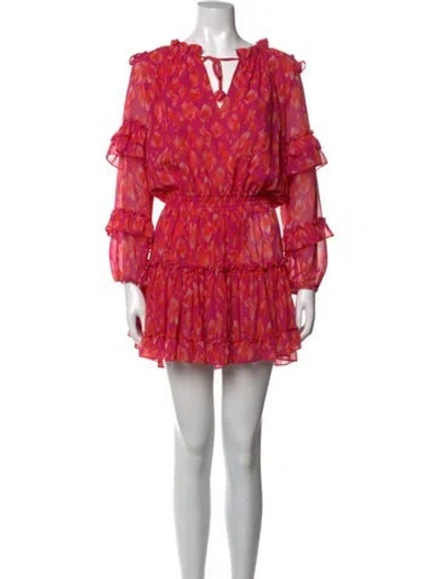 Pre-owned Misa Floral Print Mini Dress In Pink/red