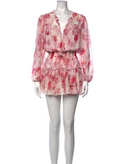 Pre-owned Misa Floral Print Mini Dress In Pink/white