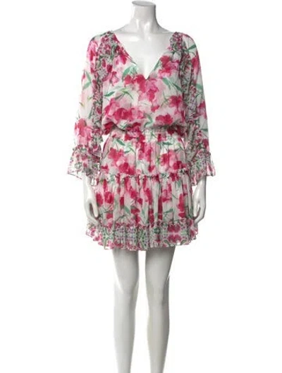 Pre-owned Misa Floral Print Mini Dress In Pink/white