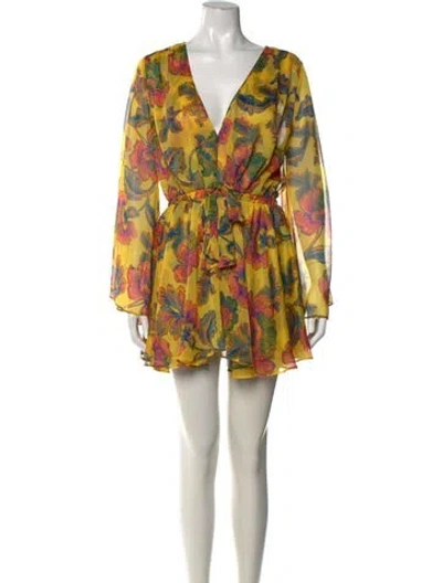 Pre-owned Misa Floral Print Mini Dress In Pink/yellow