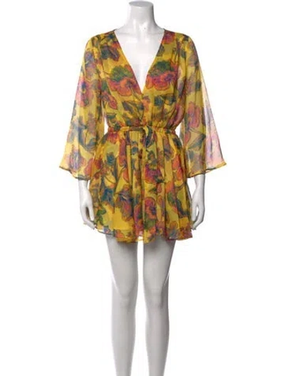 Pre-owned Misa Floral Print Mini Dress In Pink/yellow