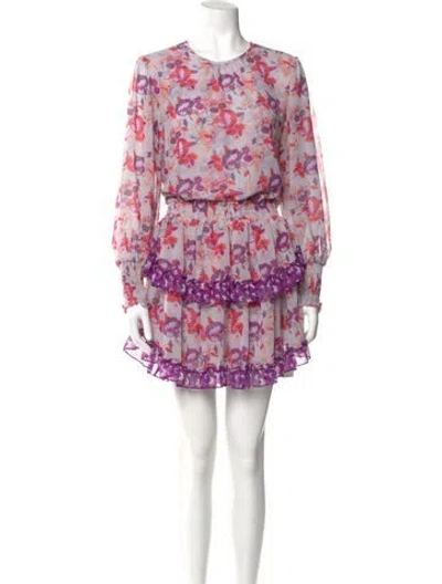 Pre-owned Misa Floral Print Mini Dress In Purple