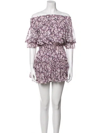 Pre-owned Misa Floral Print Mini Dress In Purple