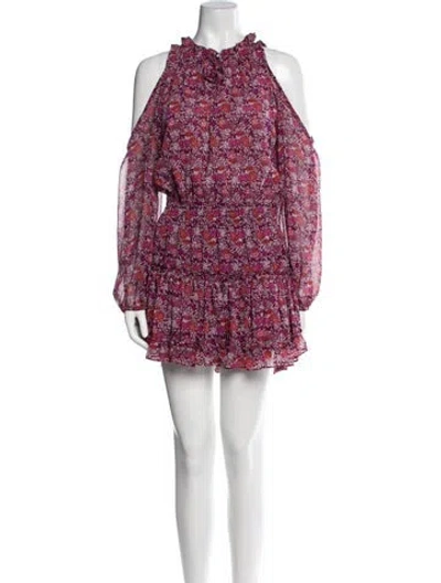 Pre-owned Misa Floral Print Mini Dress In Purple
