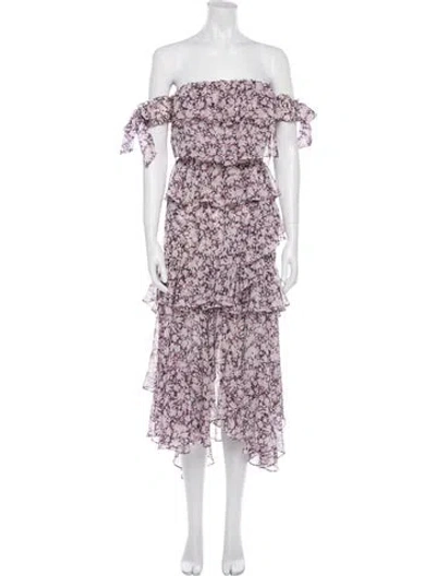 Pre-owned Misa Floral Print Mini Dress In Purple