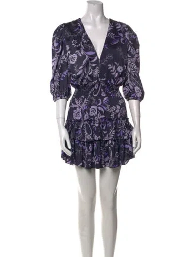 Pre-owned Misa Floral Print Mini Dress In Purple