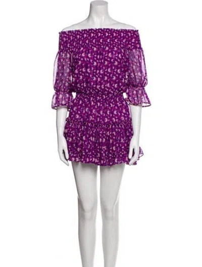 Pre-owned Misa Floral Print Mini Dress In Purple